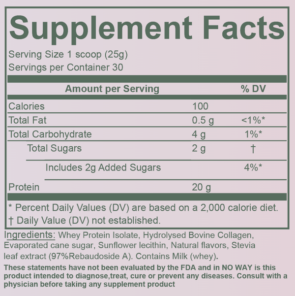 VANILLA PROTEIN Nutrition Facts
