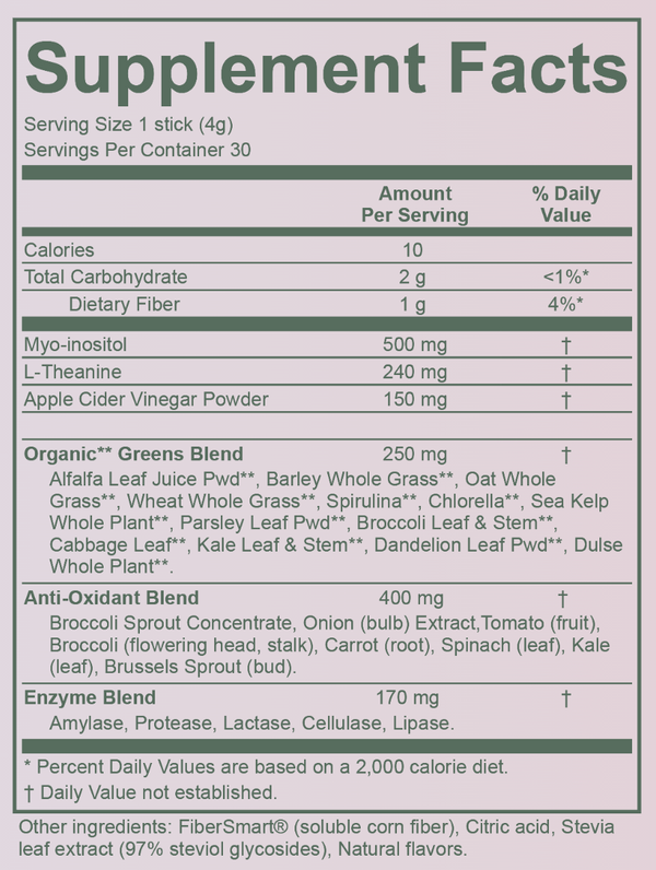 DAILY GREENS Nutrition Facts